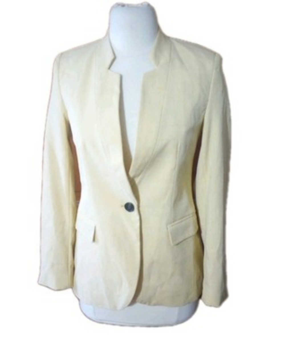 ZARA WOMEN'S BASIC BLAZER Sz 2 New Yellow Lined Modern Neutral Career Business